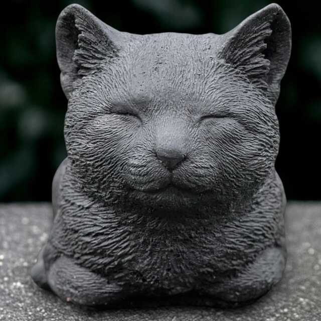 Black Cat Sculpture Outdoor Kitty Figurine Cement Animal Decoration Handmade Kitten Ornament Front Door Statue Kitty Lover Gift Yard Art - image 1