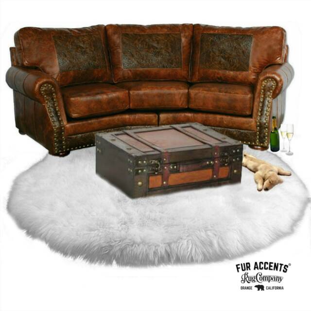 Shaggy Faux Sheepskin Round Rug - Designer Throw Carpet - image 1