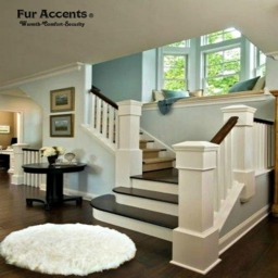 Shaggy Faux Sheepskin Round Rug - Designer Throw Carpet - thumbnail 3