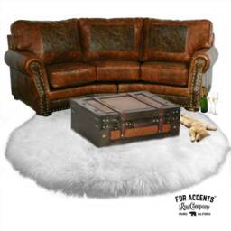 Shaggy Faux Sheepskin Round Rug - Designer Throw Carpet - thumbnail 1