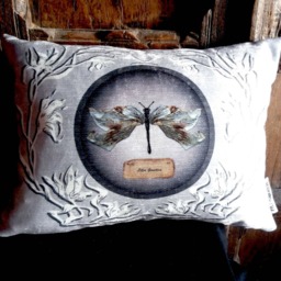 Victorian Gothic Tulip Moth Botanical Cushion, 16x12 - thumbnail 2
