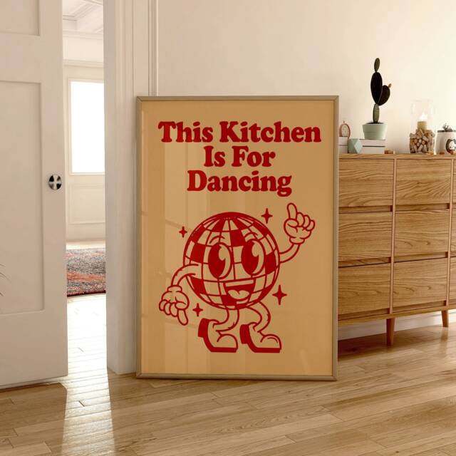 This Kitchen Is For Dancing Print, Disco Ball, Retro Poster, Trendy Wall Art, Prints, Decor, Poster 2314 - image 1