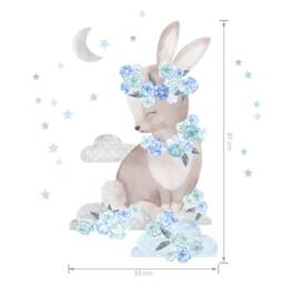 Wall Decor Rabbit Blue For Kids Room, Animal Wallpaper, Wall Stickers, Nursery Art, Childrens Room - thumbnail 2