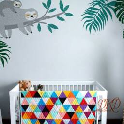 Hanging Sloth Wall Decal, Tropical Leaf, Nursery Decal For Kids Baby Room Decoration - thumbnail 3