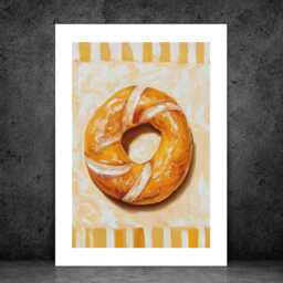 Rustic Bagel - Wall Print Abstract Breakfast Cafe Bakery Kitchen Gift Idea Bespoke Poster A5 A4 A3 Framed Or Unframed - thumbnail 2