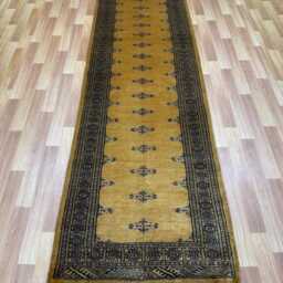 2.6x10 Golden Color Bokhara Rug - Runner Hallway Luxury Bukhara Fine Quality Woolen Afghan - thumbnail 2