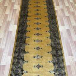 2.6x10 Golden Color Bokhara Rug - Runner Hallway Luxury Bukhara Fine Quality Woolen Afghan - thumbnail 3