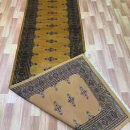 2.6x10 Golden Color Bokhara Rug - Runner Hallway Luxury Bukhara Fine Quality Woolen Afghan - thumbnail 4