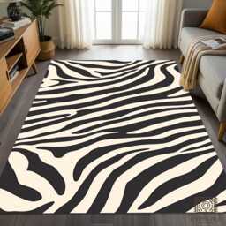 Zebra Print Area Rug Black & White Animal Pattern, Nonslip Carpet