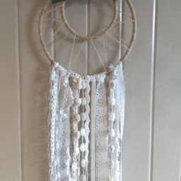 Dreamcatcher, Canvas Flowers, Delicate Lave Wall Hanging, Vintage Lace, Nursery Boho Chic - thumbnail 2