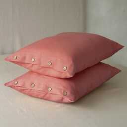 Set Of Two Linen Pillowcases, Marsala Rose, Button Closure, Handmade Pillow Cases, Bed Shams