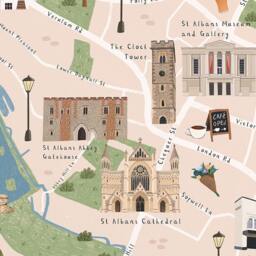 st Albans Map, Illustrated Map Of Albans, Poster, Print, Art, Illustration, Gift - thumbnail 3