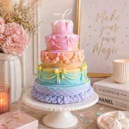 Pastel Rainbow Cake Candle - Luxury Soy Wax Birthday Cute Aesthetic Party Decor Gift For Kids & Girls Like - thumbnail 4