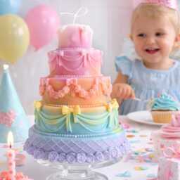 Pastel Rainbow Cake Candle - Luxury Soy Wax Birthday Cute Aesthetic Party Decor Gift For Kids & Girls Like - thumbnail 3