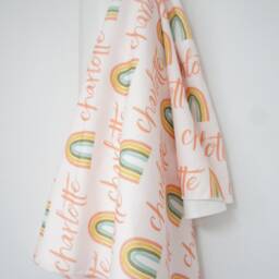 Personalized Organic Cotton Baby Blanket - Mod Rainbow Nursery Swaddle - thumbnail 2