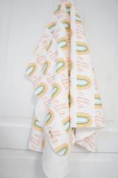 Personalized Organic Cotton Baby Blanket - Mod Rainbow Nursery Swaddle