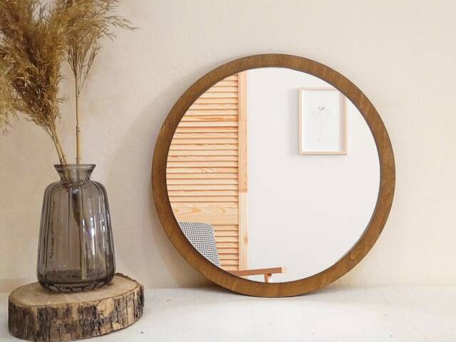Round Wall Mirror, ??ircle Boho Vanity Small Mirror - image 1