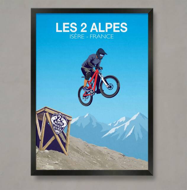 Les 2 Alpes Mountain Bike Trail Poster France Mtb Print - image 1