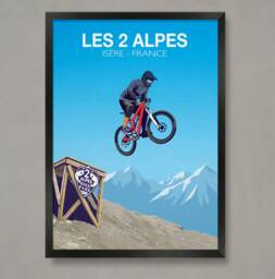 Les 2 Alpes Mountain Bike Trail Poster France Mtb Print - thumbnail 1