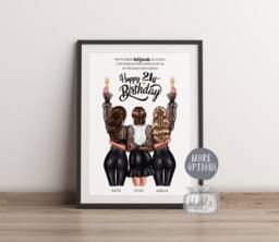 21st Birthday Gift, 3 Friends, Friend Best Wall Art, Personalised Gift - thumbnail 1