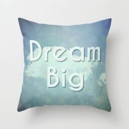 Be Happy Pillow - Dream Big Case Inspirational Quote Teal Decor Blue Cover Fun - thumbnail 2