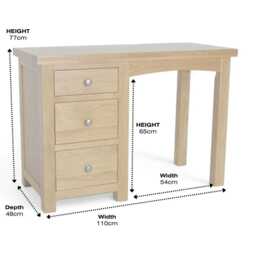 Solid Oak Desk, Contemporary Finish, 3 Drawer Dressing Table - thumbnail 2