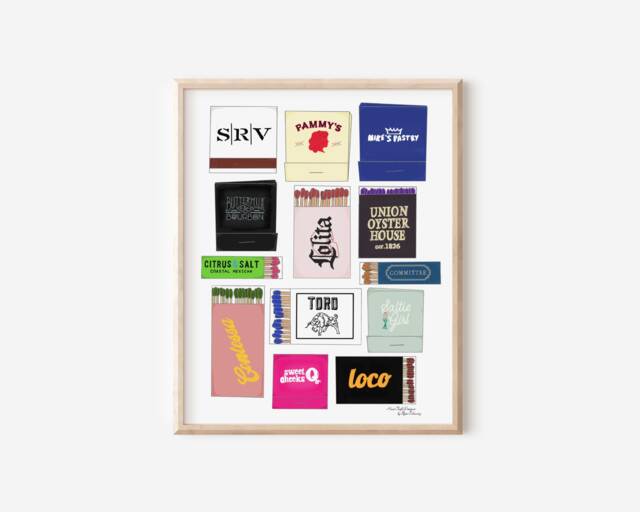 Boston Restaurant Matchbook Art Print Colorful Gallery Wall Decor - image 1