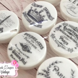 Black White Knobs Kitchen Cabinet French Vintage Dresser Drawer Handmade Pulls Shabby Chic Cottage Provincial Farmhouse Distressed Fleur #2 - thumbnail 3