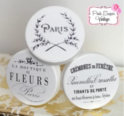 Black White Knobs Kitchen Cabinet French Vintage Dresser Drawer Handmade Pulls Shabby Chic Cottage Provincial Farmhouse Distressed Fleur #2 - thumbnail 1