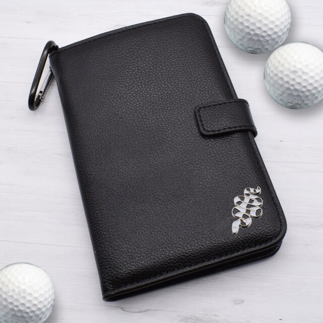 Black & White Snake Design - Personalised Leatherette Golf Organiser Complete With Divot Repairer, Marker, Tees, Scorecard & Pencils - image 1