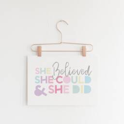 Girls Nursery Prints, Bedroom Wall Art, Pastel Colours, Quotes, Motivational Inspirational Print - thumbnail 2
