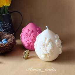 Floral Easter Egg Candle Handmade Soy Wax Decor - thumbnail 3