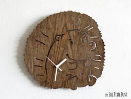 Baby Hedgehog - Silent Wooden Wall Clock Kids Nursery Room Teens Shower Home Decor Newborn Gift Idea - thumbnail 1