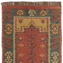 Handmade Large Kilim Rug, Handwoven, Wool & Jute Rug Handmade, Dhurrie Motifs, Oriental, Traditional Indian, Geometric Boho Rug - thumbnail 3