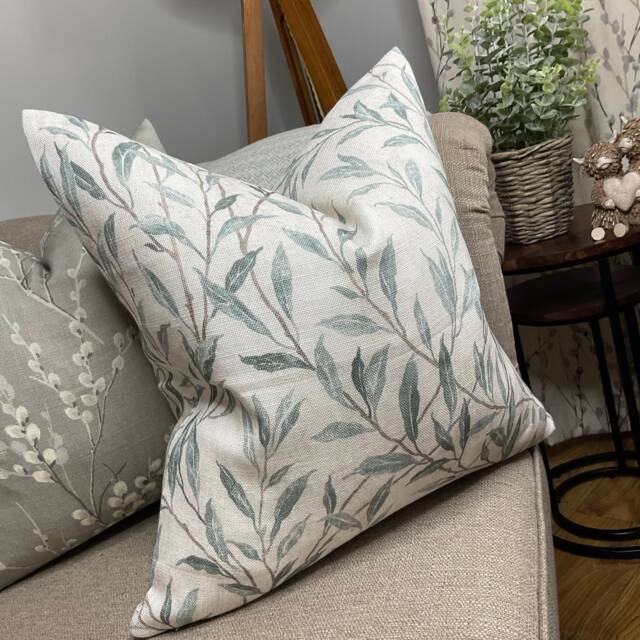 Sanderson Osier Fabric, Leaf Trail Cushion Cover, Decorative Pillow, Sofa Pillow Throw/Countryside Decor - Green- Double Sided - image 1