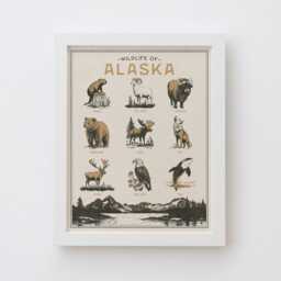 Alaska Wildlife Wall Art Print - Vintage Animal Poster Design, Archival Quality Matte Fine Art Print. Outdoor, Wilderness State Gift - thumbnail 2