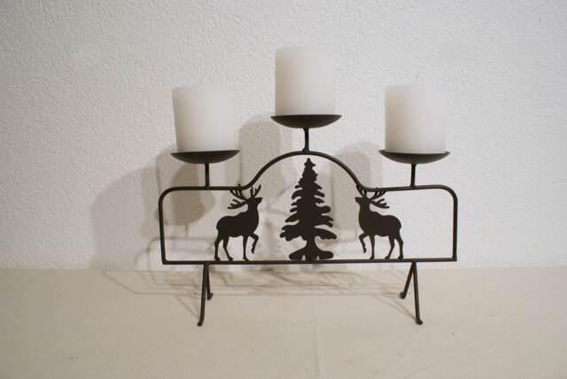 Candle Holder With Deer & Christmas Tree - image 1