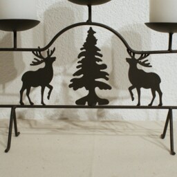 Candle Holder With Deer & Christmas Tree - thumbnail 2