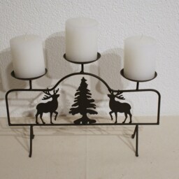 Candle Holder With Deer & Christmas Tree - thumbnail 3