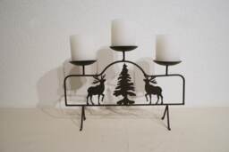 Candle Holder With Deer & Christmas Tree - thumbnail 1
