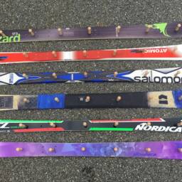 Recycled Snow Ski Coat Rack With Wooden Pegs - Customizable - thumbnail 4