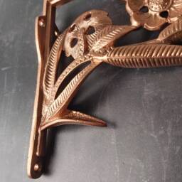 Art Nouveau Copper Flower Shelf Bracket in Vintage Antique Finish Wall Metal - thumbnail 3