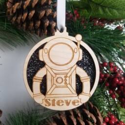 Astronaut Christmas Tree Decoration, Personalised Space Themed Xmas Name Hanger, Add & Year, Boys Stocking Filler