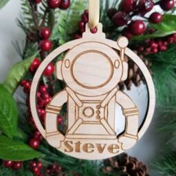 Astronaut Christmas Tree Decoration, Personalised Space Themed Xmas Name Hanger, Add & Year, Boys Stocking Filler - thumbnail 2