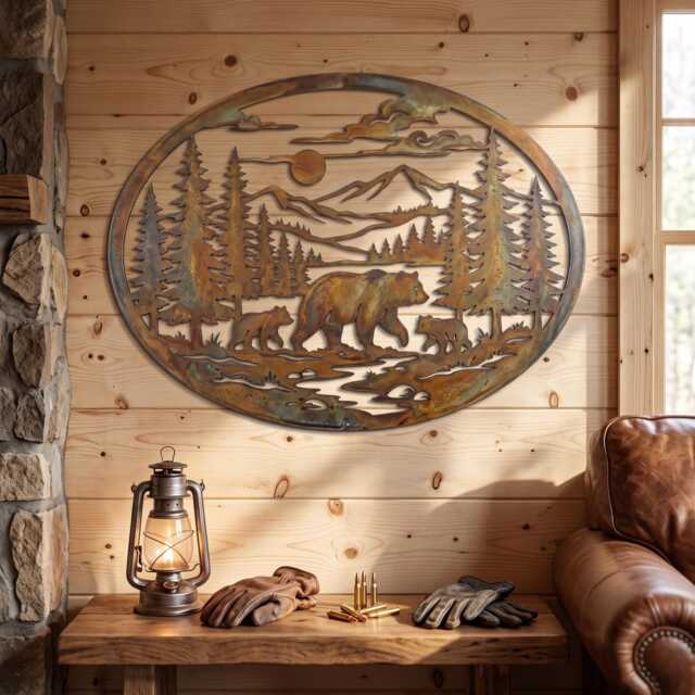 Rustic Deer Metal Wall Art, Woodland Cabin Decor, Mountain Lodge Housewarming Gift - image 1