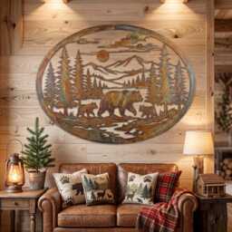 Rustic Deer Metal Wall Art, Woodland Cabin Decor, Mountain Lodge Housewarming Gift - thumbnail 3