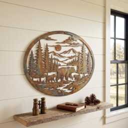 Rustic Deer Metal Wall Art, Woodland Cabin Decor, Mountain Lodge Housewarming Gift - thumbnail 2