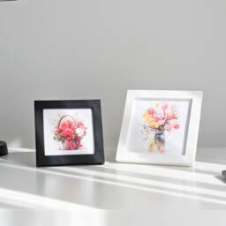 4x4, 5x5, 6x6, 7x7, 8x8, 10x10 Wooden Picture Frame With Mat, For Wall & Desktop Display - thumbnail 2