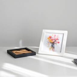 4x4, 5x5, 6x6, 7x7, 8x8, 10x10 Wooden Picture Frame With Mat, For Wall & Desktop Display - thumbnail 3