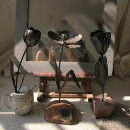 Metal Flower Sculpture, Tulip Blossom, Unfading Eternal By The Steel Style Things, 7Th Copper Anniversary - thumbnail 4